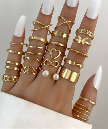 22 piece Gold plated Korean Style Ring's