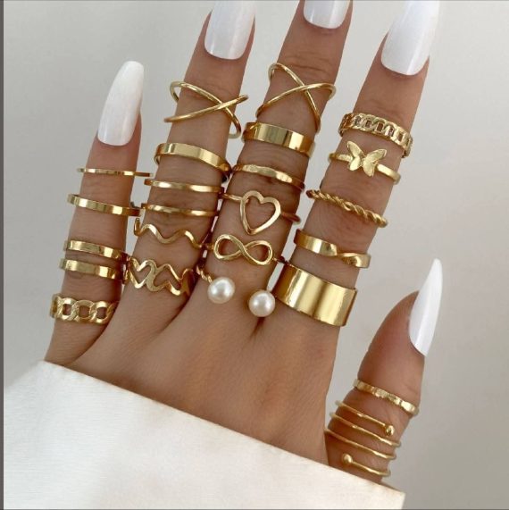 22 piece Gold plated Korean Style Ring's