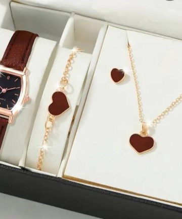 6 piece jewellery Set Watch + Nackless+ Ring +Earings + Bracelet