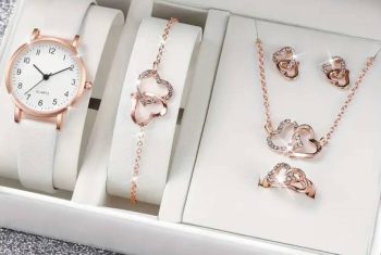 6 piece jewellery Set Watch + Nackless+ Ring +Earings + Bracelet