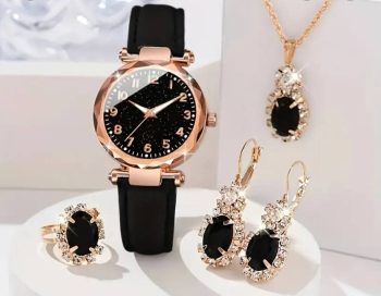 6 piece jewellery Set Watch + Nackless+ Ring +Earings + Bracelet
