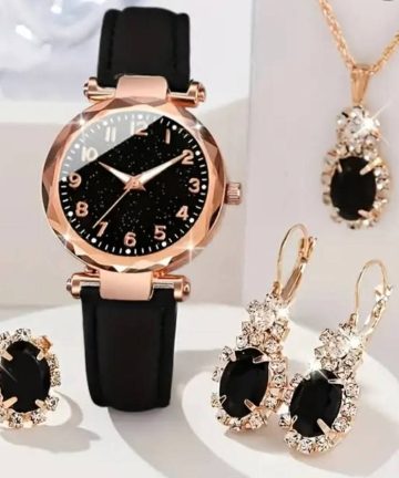 6 piece jewellery Set Watch + Nackless+ Ring +Earings + Bracelet