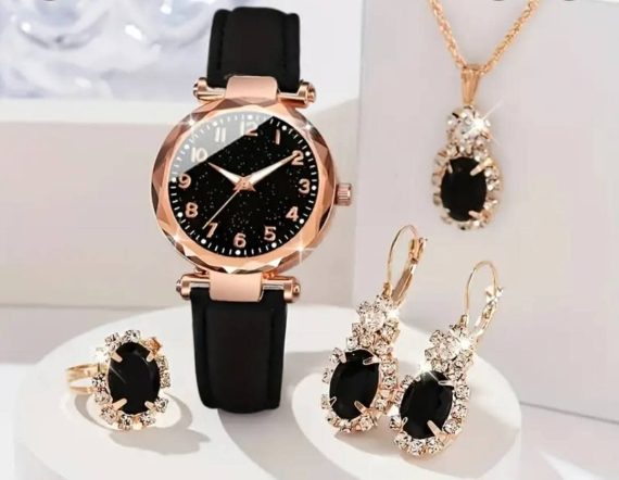 6 piece jewellery Set Watch + Nackless+ Ring +Earings + Bracelet