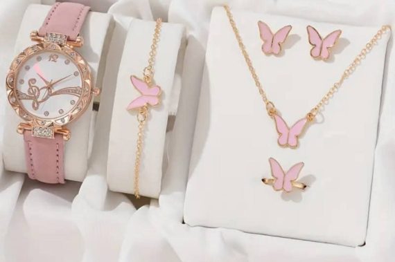 6 piece jewellery Set Watch + Nackless+ Ring +Earings + Bracelet