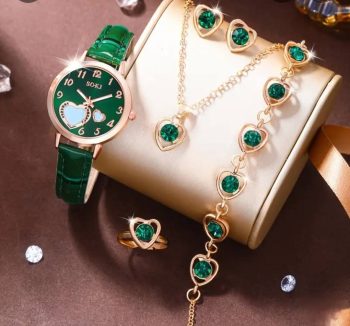 6 piece jewellery Set Watch + Nackless+ Ring +Earings + Bracelet