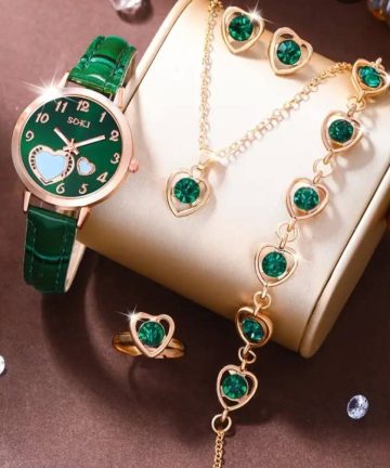 6 piece jewellery Set Watch + Nackless+ Ring +Earings + Bracelet
