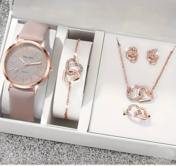 6 piece jewellery Set Watch + Nackless+ Ring +Earings + Bracelet