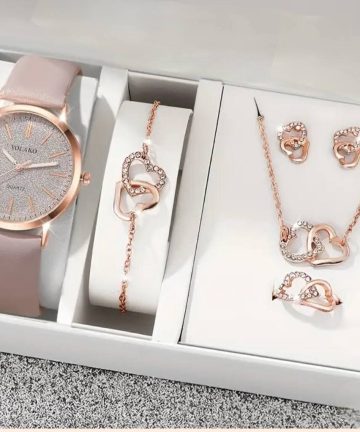 6 piece jewellery Set Watch + Nackless+ Ring +Earings + Bracelet