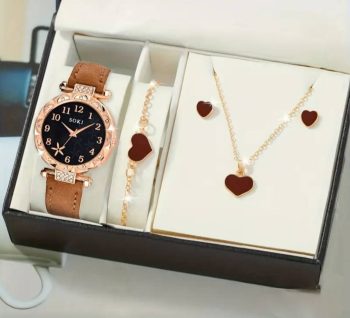 6 piece jewellery Set Watch + Nackless+ Ring +Earings + Bracelet