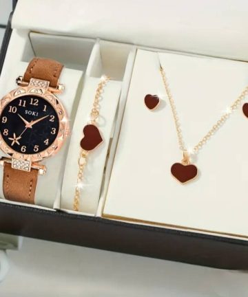 6 piece jewellery Set Watch + Nackless+ Ring +Earings + Bracelet