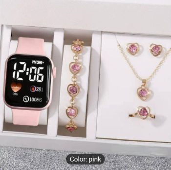 6 piece jewellery Set Watch + Nackless+ Ring +Earings + Bracelet