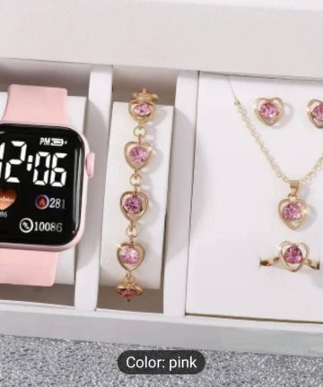 6 piece jewellery Set Watch + Nackless+ Ring +Earings + Bracelet