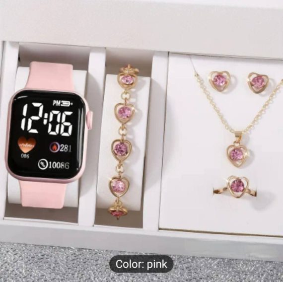 6 piece jewellery Set Watch + Nackless+ Ring +Earings + Bracelet