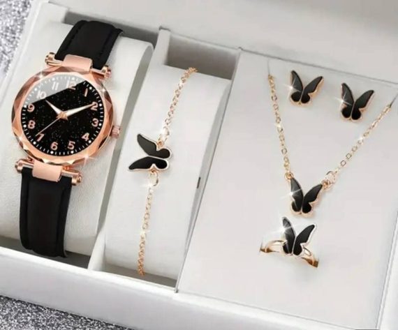 6 piece jewellery Set Watch + Nackless+ Ring +Earings + Bracelet