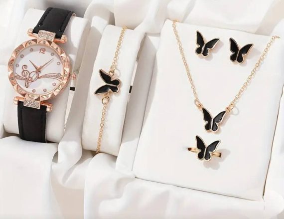 6 piece jewellery Set Watch + Nackless+ Ring +Earings + Bracelet