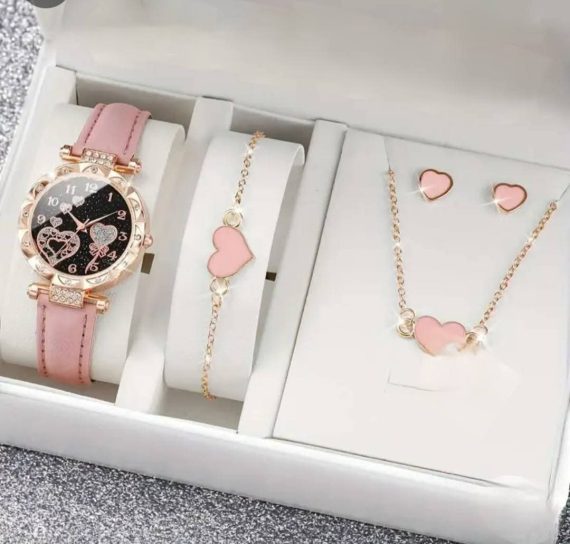 6 piece jewellery Set Watch + Nackless+ Ring +Earings + Bracelet
