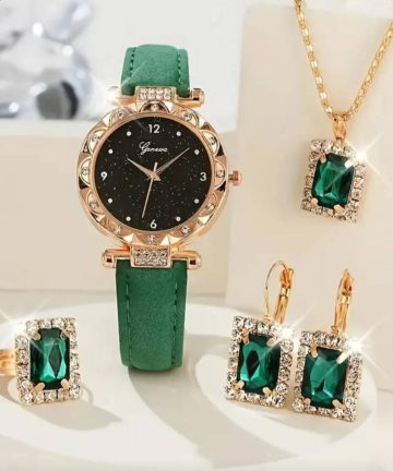 6 piece jewellery Set Watch + Nackless+ Ring +Earings + Bracelet