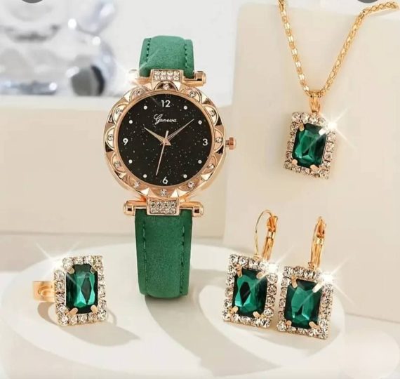 6 piece jewellery Set Watch + Nackless+ Ring +Earings + Bracelet
