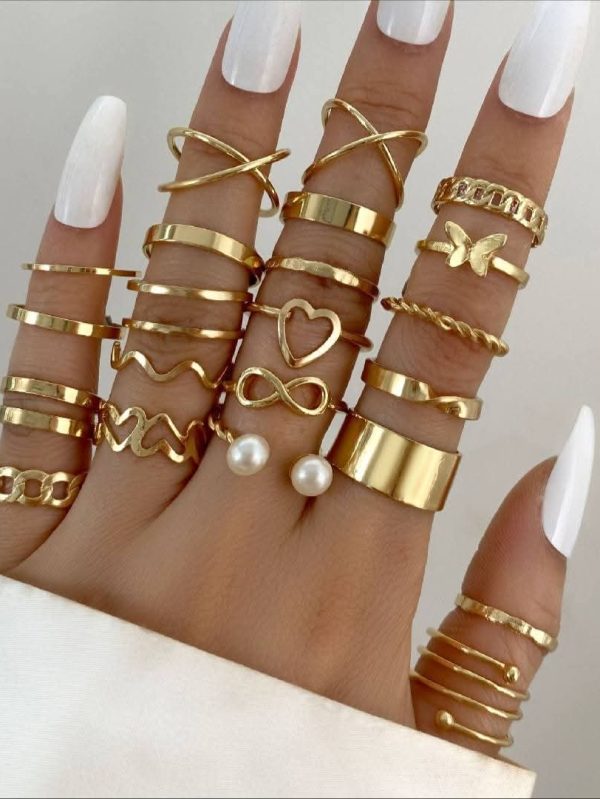 22 piece Gold plated Korean Style Ring's