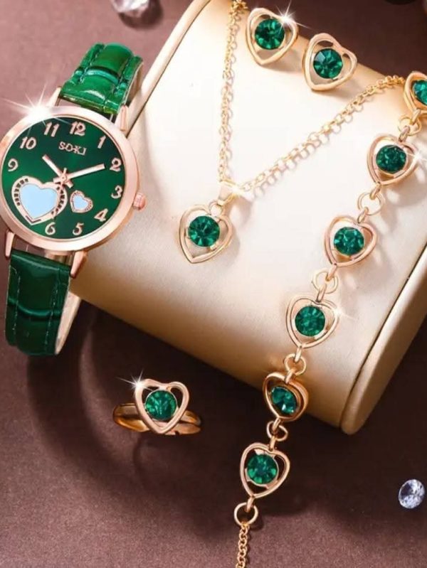 6 piece jewellery Set Watch + Nackless+ Ring +Earings + Bracelet