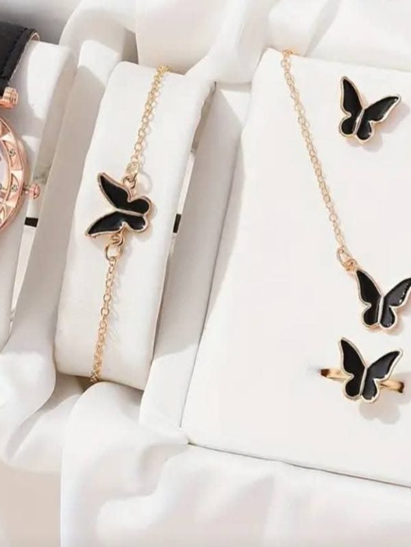6 piece jewelry Set Watch + Neckless+ Ring +Earrings + Bracelet