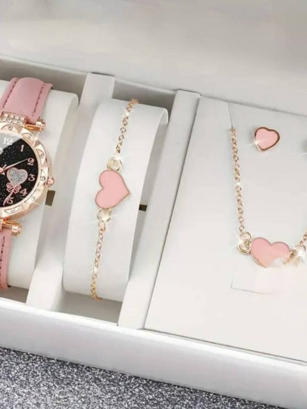 6 piece jewelry Set Watch + Neckless+ Ring +Earrings + Bracelet