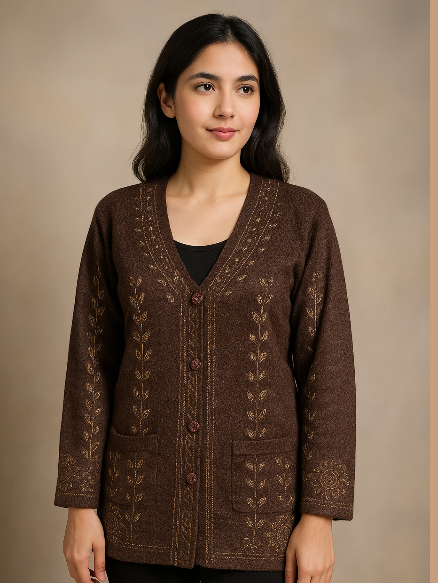 Fancy Crystal Wool Jersey for Women | Sparkling Winter Wear – Available in Random Colors