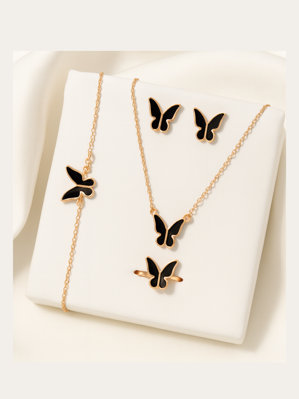 Butterfly Charm Watch + Jewelry Set | Luxe 6-in-1 Black Edition for Women - Image 3