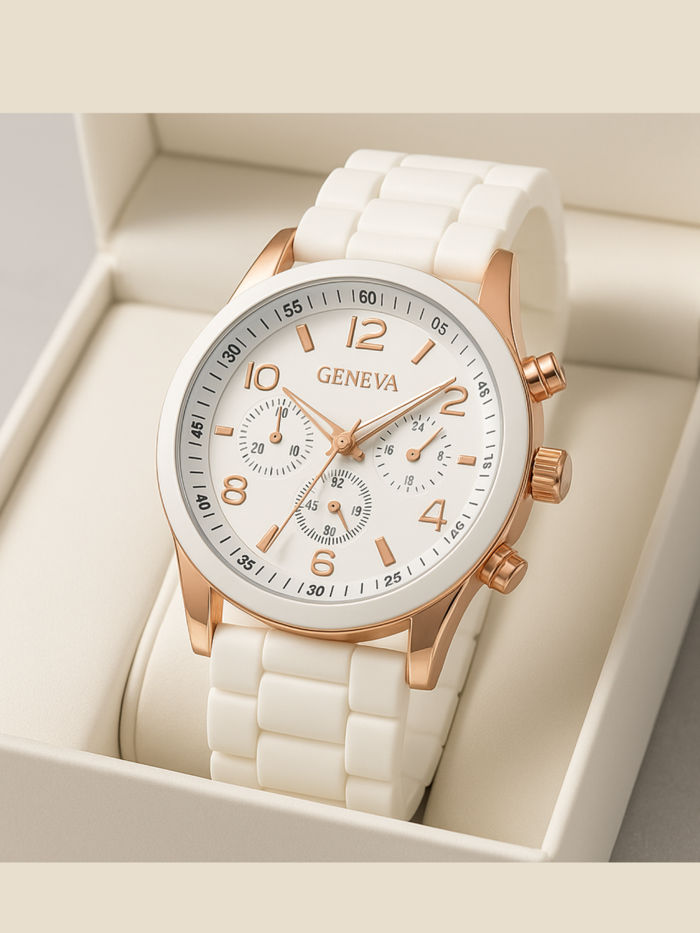 Marble Charm Watch & Bracelet Set | Elegant 4-in-1 White & Rose Gold Gift for Women - Image 3