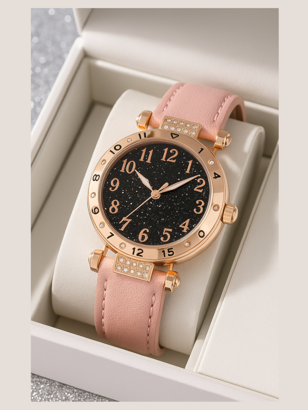 Pink Heart Watch & Jewelry Set | Elegant 4-in-1 Gift for Women in Rose Gold & Blush - Image 3